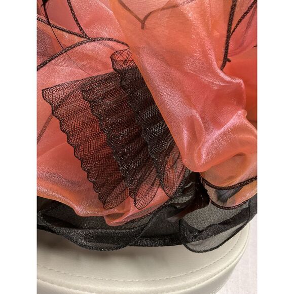 Diaphanous Black & Peach‎ Fancy Woman's Lady's Tea Church Kentucky Derby Hat - Picture 8 of 16